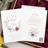 Burgundy Wildflower All-in-One Wedding Invite Einladung