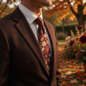 Burgundy Wildflower & Autumn Leaves Rich Copper Krawatte