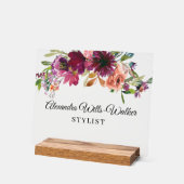 Burgundy Wildflower Floral Acrylschild (Winkel)