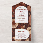  Burgundy Wildflowers Wedding All In One Einladung (Innen Boden)