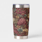 Burgundy William Morris Floral Elegant Monogram Thermobecher (Rückseite)