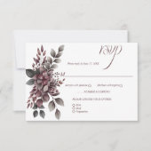 Burgundy Wine and Sage Floral | RSVP Karte (Vorderseite)