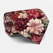 Burgundy Wine Boho Blume Krawatte (Gerollt)