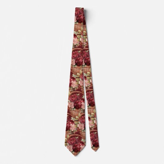 Burgundy Wine Boho Blume Krawatte (Vorderseite)