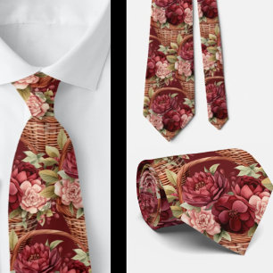 Burgundy Wine Boho Blume Krawatte