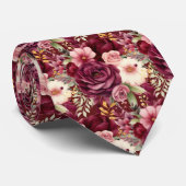 Burgundy Wine Boho Blume Krawatte (Gerollt)