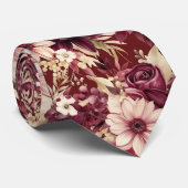 Burgundy Wine Boho Blume Krawatte (Gerollt)
