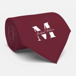 Burgundy Wine | Custom Monogram Wedding Groomsmen Krawatte