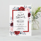 Burgundy Wine Dusty Blue Slate Brautparty Einladung (Stehend Vorderseite)