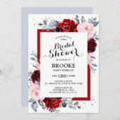 Burgundy Wine Dusty Blue Slate Brautparty Einladung (Vorne/Hinten)