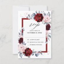 Burgundy Wine Dusty Blue Slate Floral Wedding