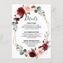 Burgundy Wine Dusty Blue Slate Wedding Details Begleitkarte