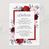 Burgundy Wine Dusty Blue Slate Wedding Details Begleitkarte (Vorderseite)