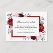 Burgundy Wine Dusty Blue Slate Wedding Empfang Begleitkarte (Vorderseite)