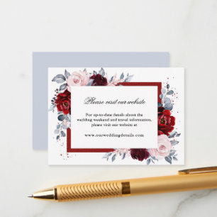 Burgundy Wine Dusty Blue Slate Wedding Empfang Begleitkarte