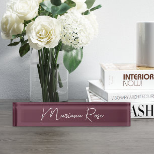 Burgundy Wine Elegantes handgeschriebenes Skript Namensplakette