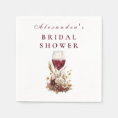 Burgundy Wine Glass Floral Bridal Shower Serviette (Vorderseite)