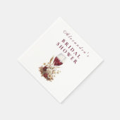 Burgundy Wine Glass Floral Bridal Shower Serviette (Ecke)