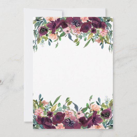 Burgundy Wine Glass Rose Brautparty Einladung (Rückseite)