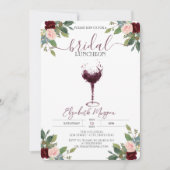 Burgundy Wine Glass Rose Bridal Luncheon Einladung (Vorderseite)