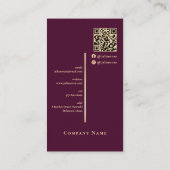 Burgundy Wine & Gold Elegant Luxe Monogram Visitenkarte (Rückseite)