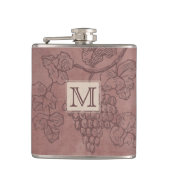 Burgundy Wine Grapevine Monogram Flachmann (Vorderseite)