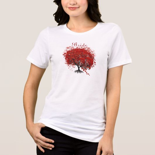 Burgundy Wine Heart Leaf Tree Wedding T - Shirt (Vorderseite)