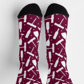 Burgundy Wine Lover Weingläser Gemustert Socken (Oben)