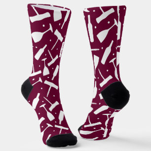 Burgundy Wine Lover Weingläser Gemustert Socken