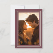 Burgundy Wine Minimalist Frame Wedding Photo Save The Date (Rückseite)