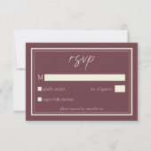 Burgundy Wine Minimalist Frame Wedding RSVP Karte (Vorderseite)