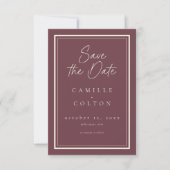 Burgundy Wine Minimalist Frame Wedding Save The Date (Vorderseite)