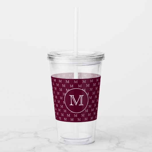 Burgundy Wine Personal Monogram Muster Acryltrinkbecher (Vorderseite)