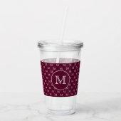 Burgundy Wine Personal Monogram Muster Acryltrinkbecher (Rückseite)