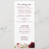 Burgundy Wine Red Floral Watercolor Wedding Programm (Rückseite)