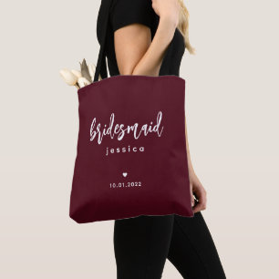 Burgundy Wine Simple Modern Bridesmaid Script Tasche