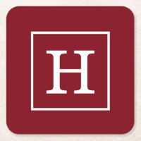 Burgundy Wine White Gerahmt Initial Monogram