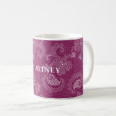 Burgundy Wine White Lace Floral Kaffeetasse (VorderseiteRechts)