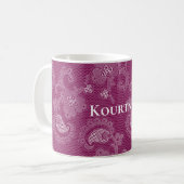 Burgundy Wine White Lace Floral Kaffeetasse (Vorderseite Links)
