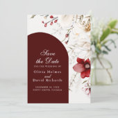 Burgundy Winter Elegance Save the Date Karte (Stehend Vorderseite)