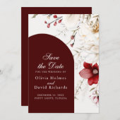 Burgundy Winter Elegance Save the Date Karte (Vorne/Hinten)