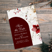 Burgundy Winter Elegance Save the Date Karte