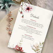 Burgundy Winter Elegance Wedding Details Card Einladung