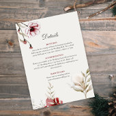 Burgundy Winter Elegance Wedding Details Card Einladung