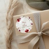 Burgundy Winter Elegance Wedding Runder Aufkleber