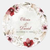Burgundy Winter Elegance Wedding Runder Aufkleber (Vorderseite)