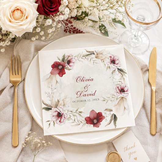 Burgundy Winter Elegance Wedding Serviette