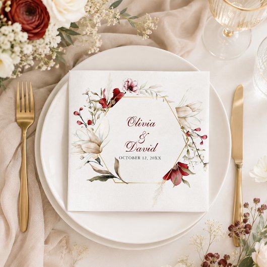 Burgundy Winter Elegance Wedding Serviette
