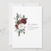 Burgundy Winter Floral Elegant Wedding Einladung (Rückseite)