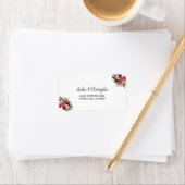 Burgundy Winter Floral Wedding RSVP Rücksendeadres Adressaufkleber (Insitu)
